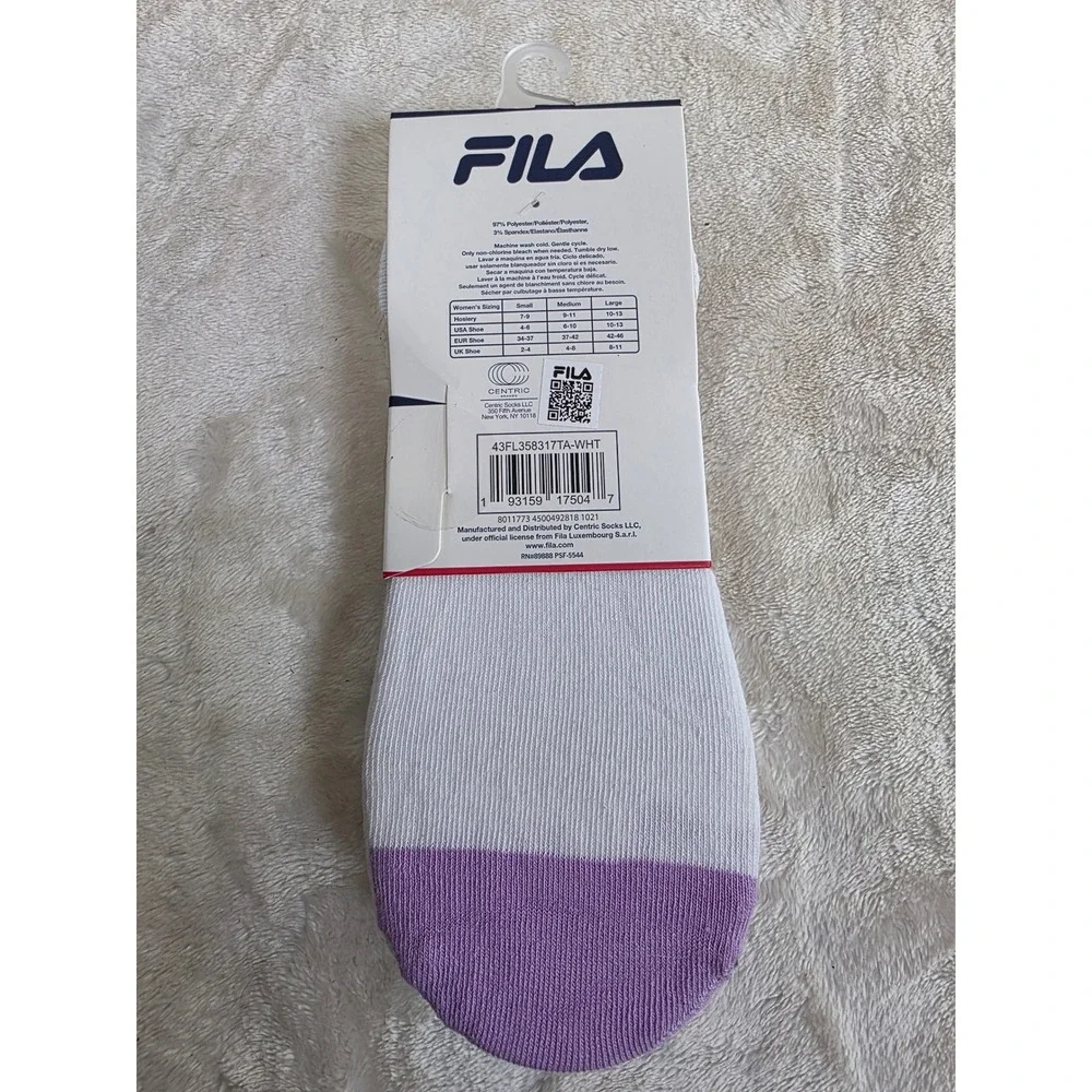 Fila Womens Super No Show Socks 5‎ Pair Pack 43FL358317TA-WHT